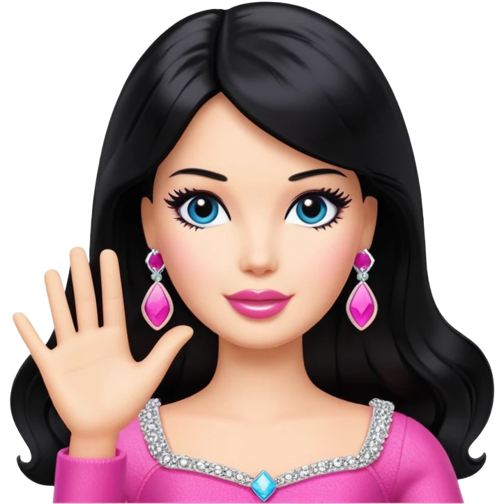 barbie popstar  with black hair  emoji