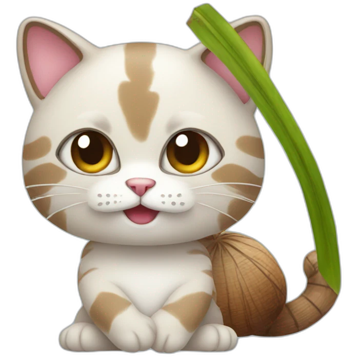 Cat wearing coconut  emoji