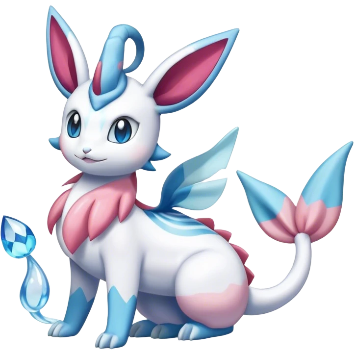 Shiny Cute Milotic-Sylveon-Glaceon-Vaporeon-Dragonair-Pokémon-hybrid-fusion full body emoji