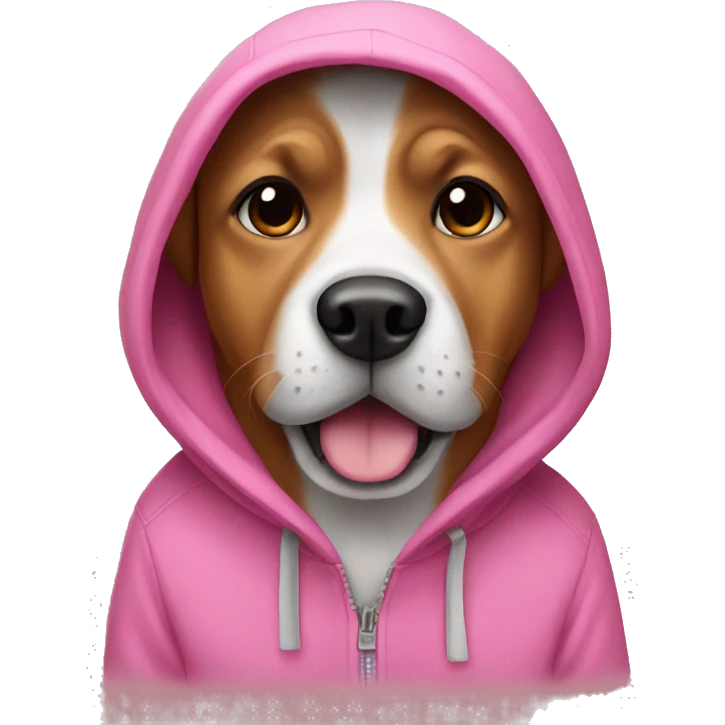 Dog wearing a pink hoodie  emoji