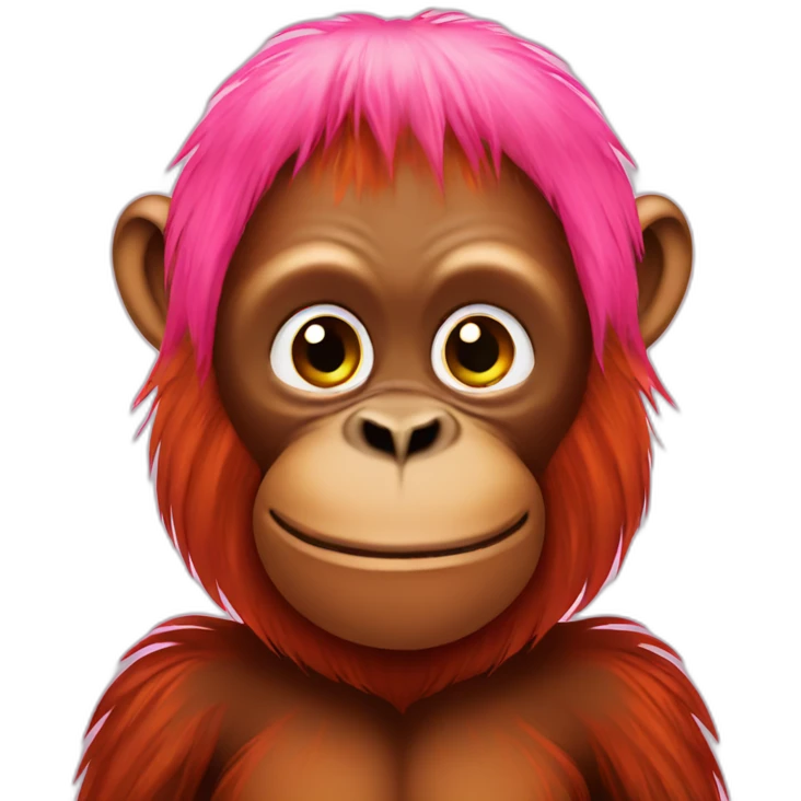 Orangutan with pink hair emoji