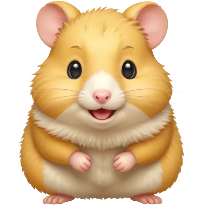 Yellow hamster, smiling, energetic pose
 emoji