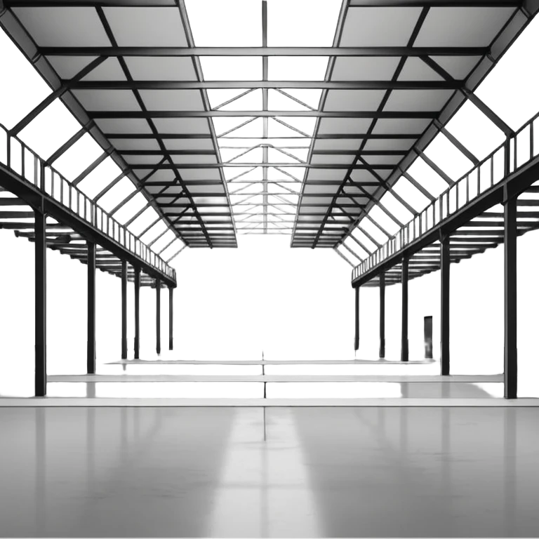 a 2d warehouse in black and white for a report emoji