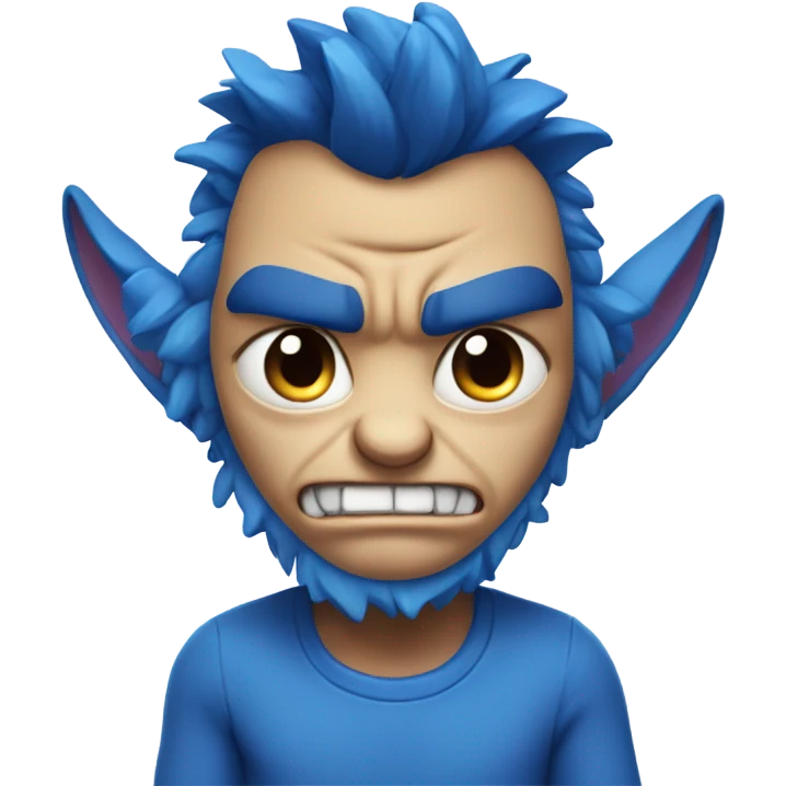 Angry blue stitch emoji