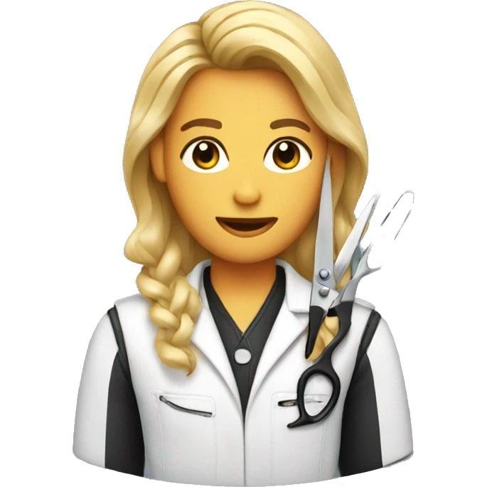 Hairstylist with vest and scissors emoji