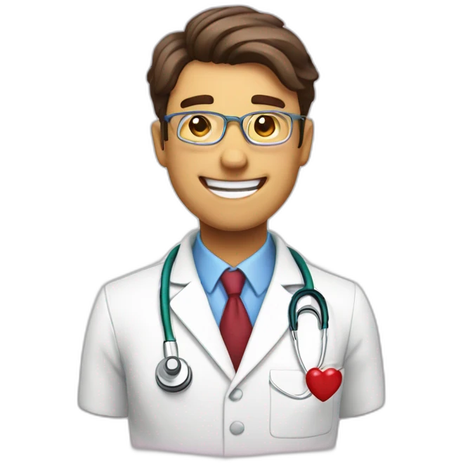 cardiologist with a heart and happy emoji