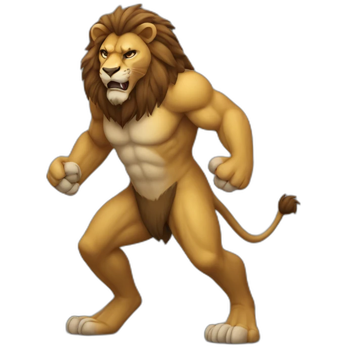 Brutal lion full body emoji
