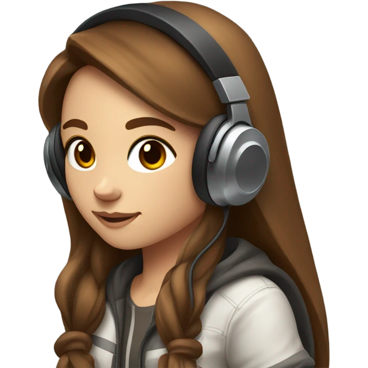 Gamer girl with brown hair emoji