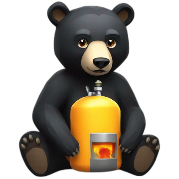 stand Lowpoly black bear with fuel gas emoji