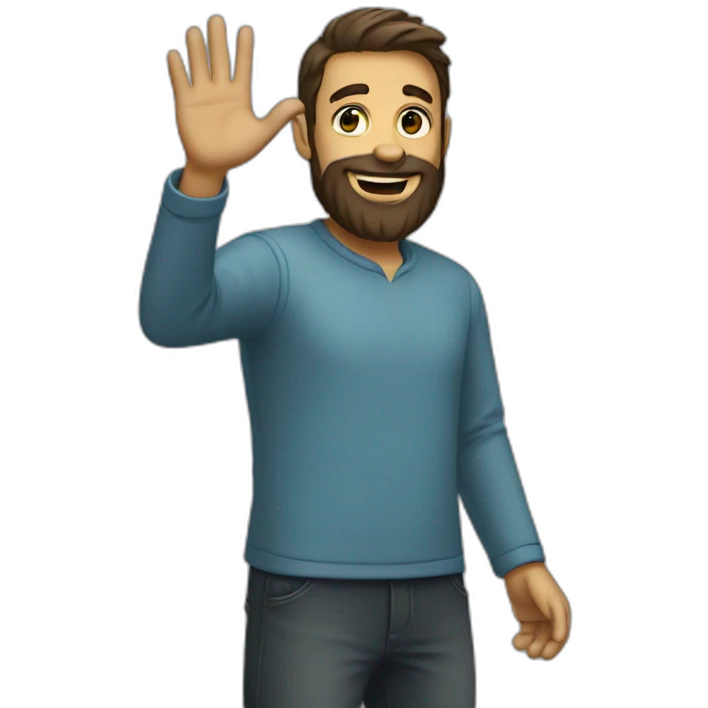 beard guy waving hand  emoji
