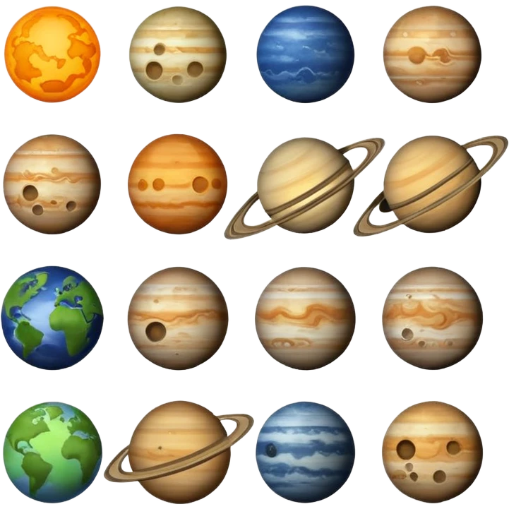 12 planets emojis I need a line for each planet mercury emoji