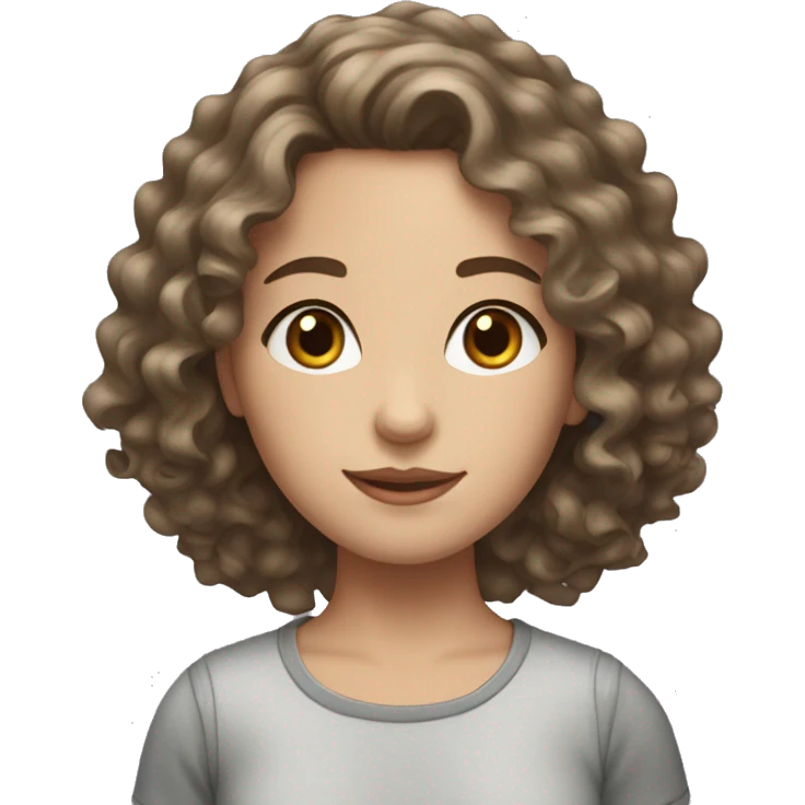 white Brunette girl, wavy/ curly hair, brown eyes emoji