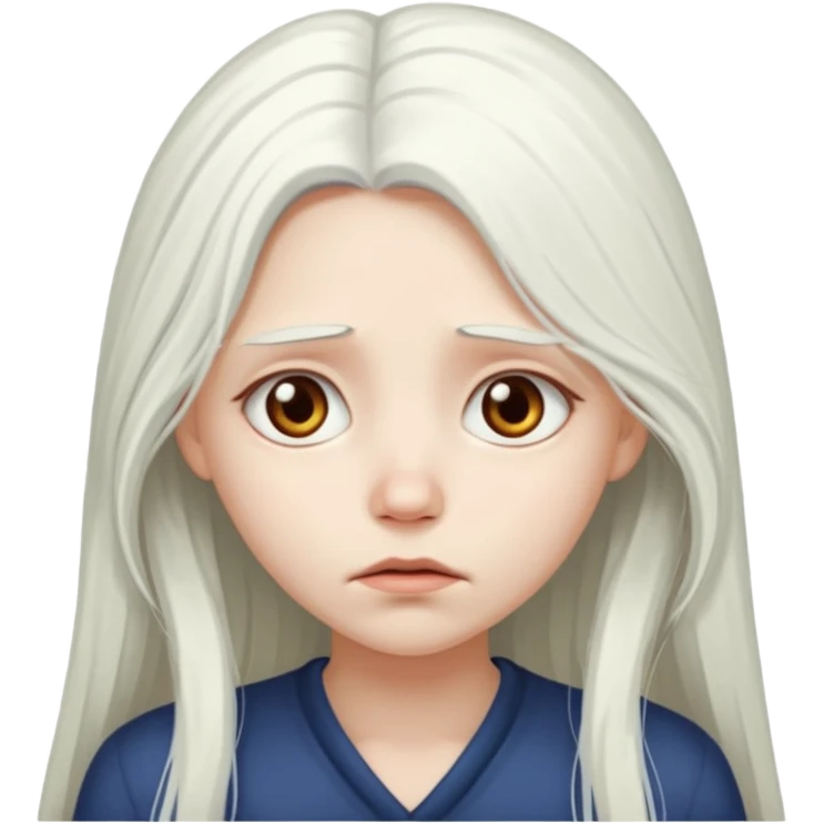 Pale girl with long white hair sad emoji