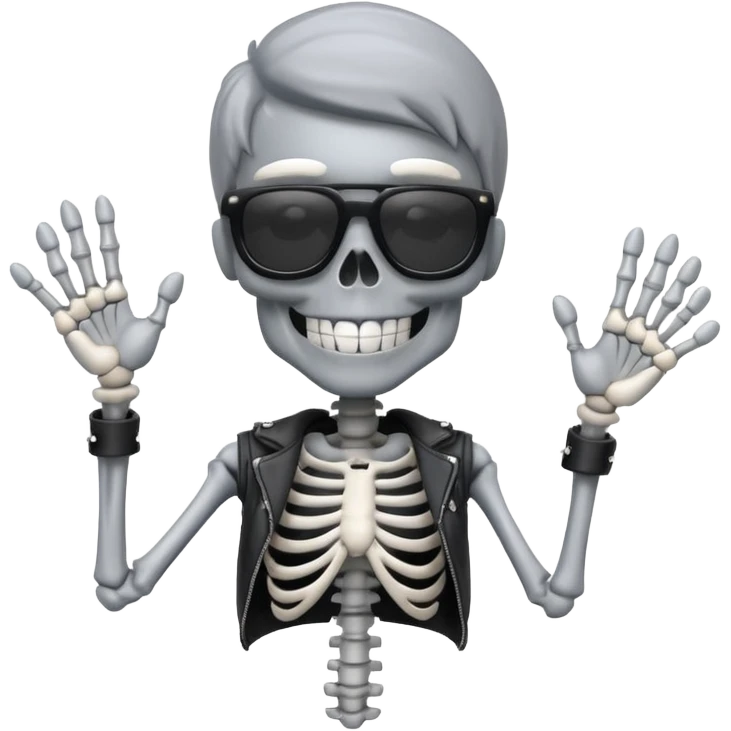 cool skeleton smiling like a rockstar with sunglases emoji