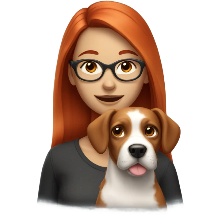 Redhead glasses girl dog emoji