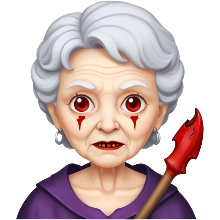 A granny with a bloody bat emoji