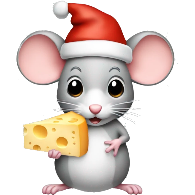 Mouse with Santa hat and cheese emoji