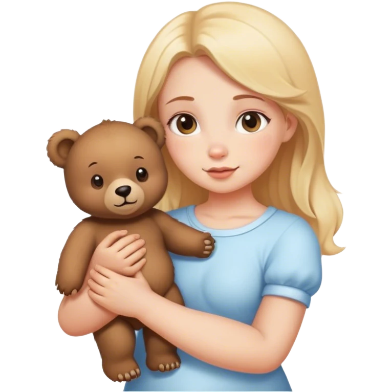 A girl and a baby bear holding hands  emoji