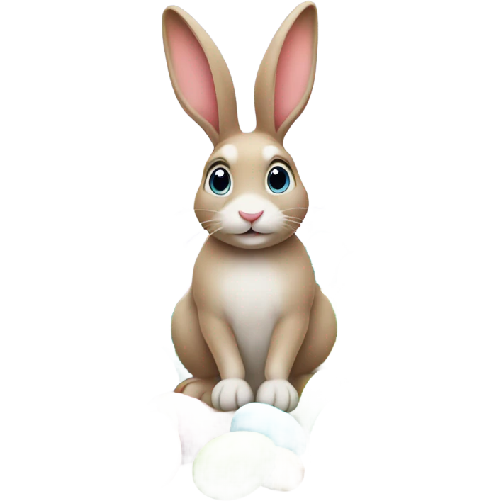 easter rabbit with eggs emoji