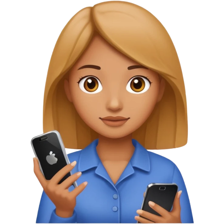 A girl with a phone emoji