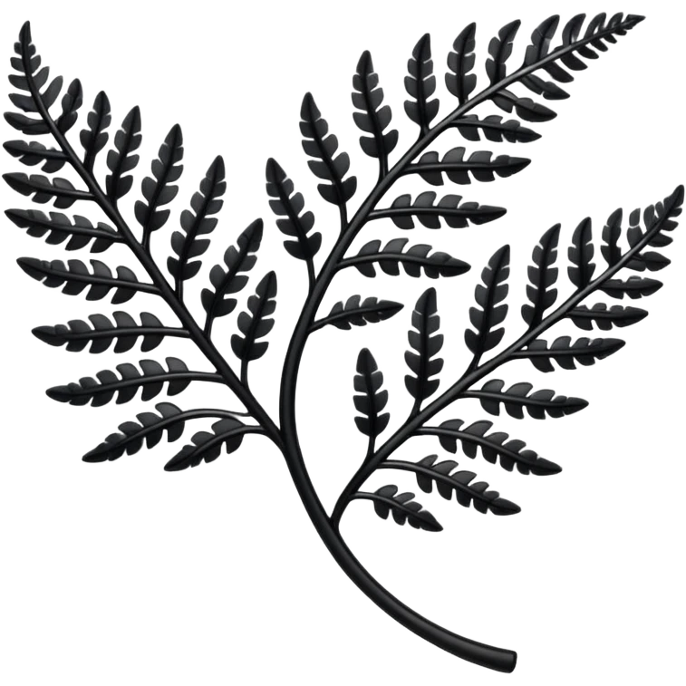 Black and silver filigree fern leaf, 3D, extremely detailed design emoji