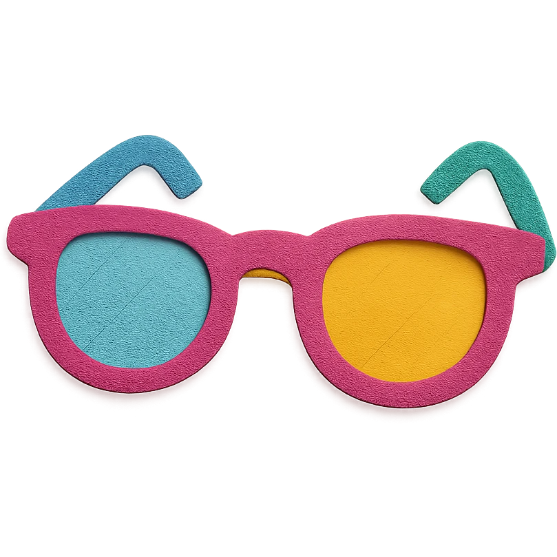 colorful and playful sunglasses in paper-craft style emoji