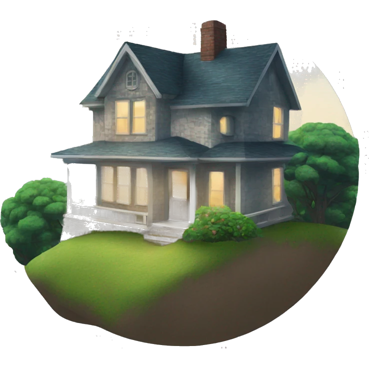 generate me an image of a house on a hill overlooking the ocean emoji