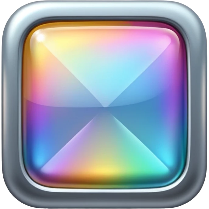 Sparkly glossy silver iridescent glass square emoji