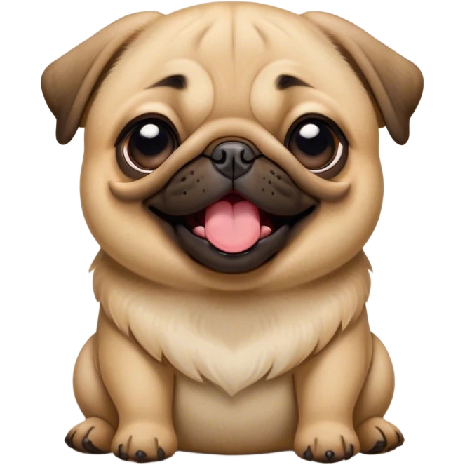Cinematic Cute Yawning Fawn Pug Portrait Emoji, Head tilted slightly with a dramatic, wide-open yawn, showcasing a soft fawn coat with a velvety texture, floppy ears slightly drooping, round dark eyes barely open in drowsy contentment, Simplified yet irresistibly adorable features, highly detailed, glowing with a soft, cozy glow, high shine, relaxed yet expressive, stylized with a touch of whimsy, bright and endearing, soft glowing outline, capturing the essence of a sleepy yet affectionate companion, so drowsy it feels like it could stretch out of the screen and curl up for a nap! emoji