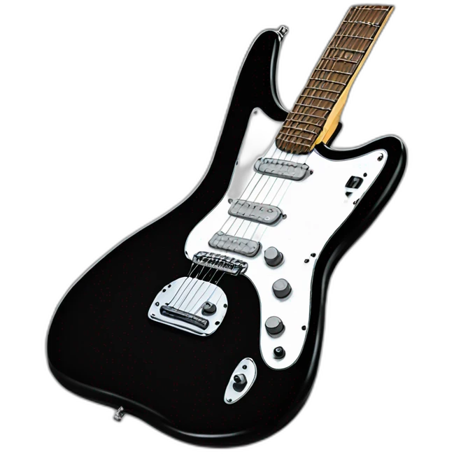 realistic all black fender jaguar guitar emoji