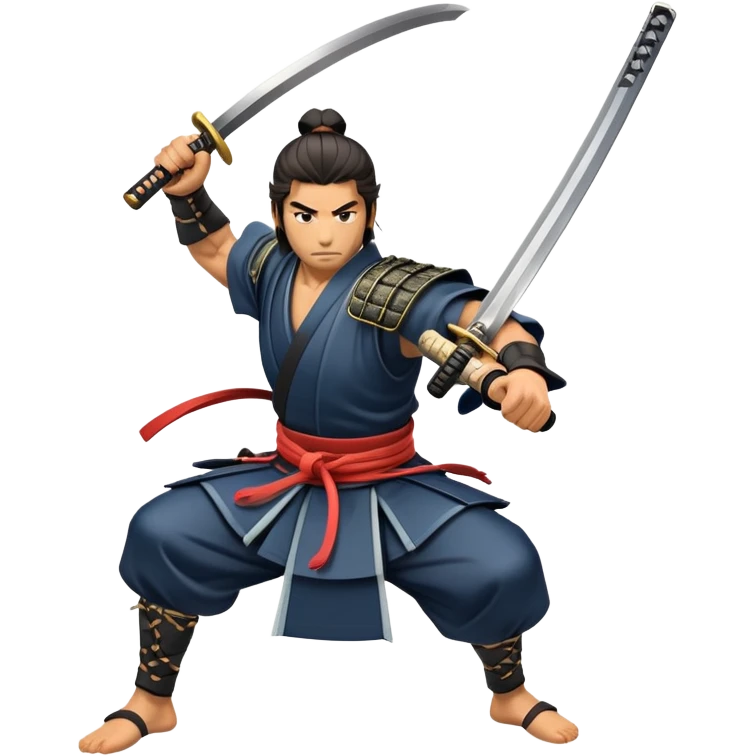 japanese samurai swinging katana action motion lines emoji