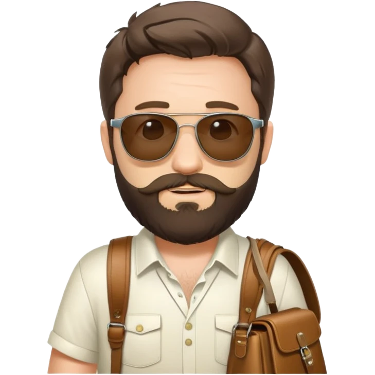 Alan from The Hangover movie with beard, sunglasses, and satchel bag emoji