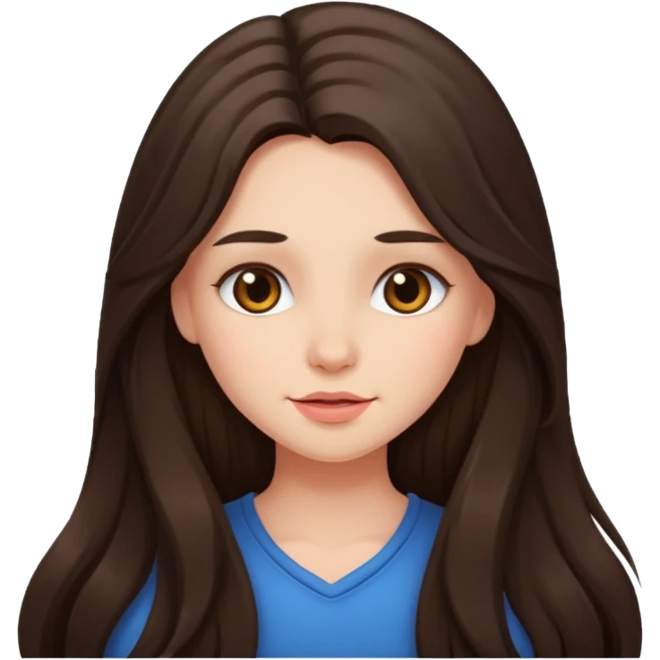 long haired brunette girl blushing emoji