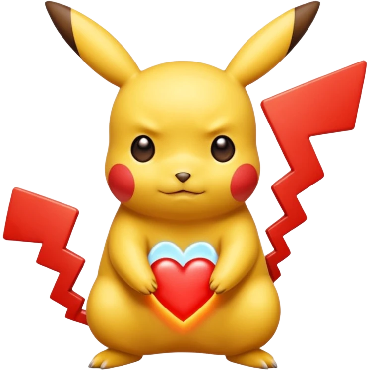 Un Pikachu rouge qui et triste avec des éclairs  emoji
