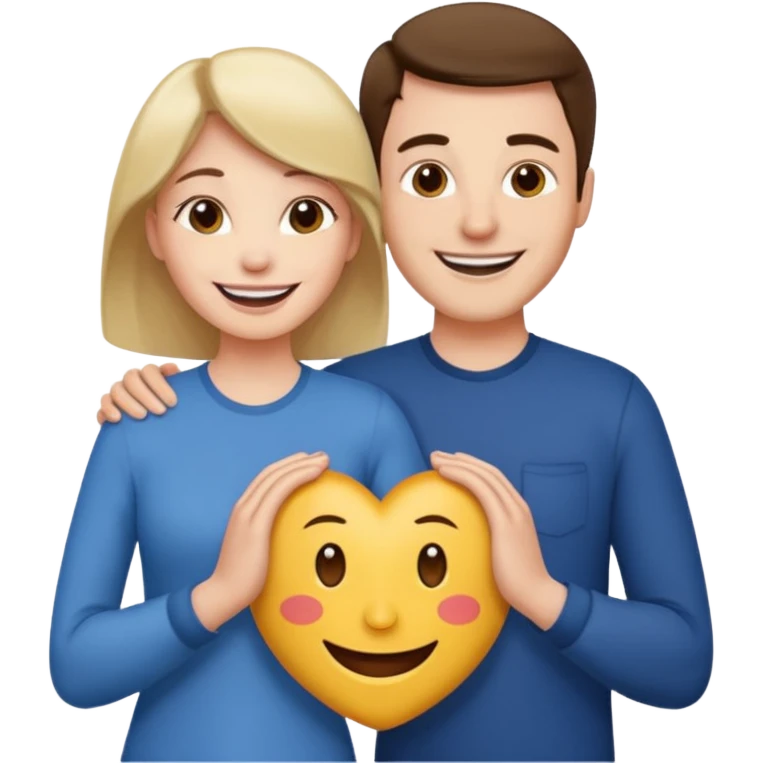A woman holding the middle of a man's crotch while they are standing together happily emoji