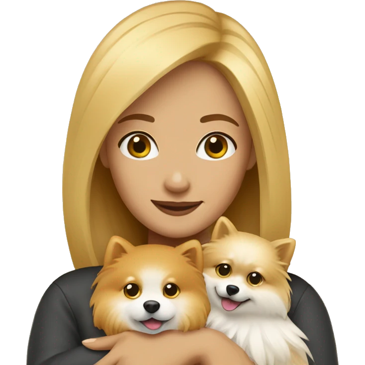 Honey blonde woman hugging pomeranian  emoji
