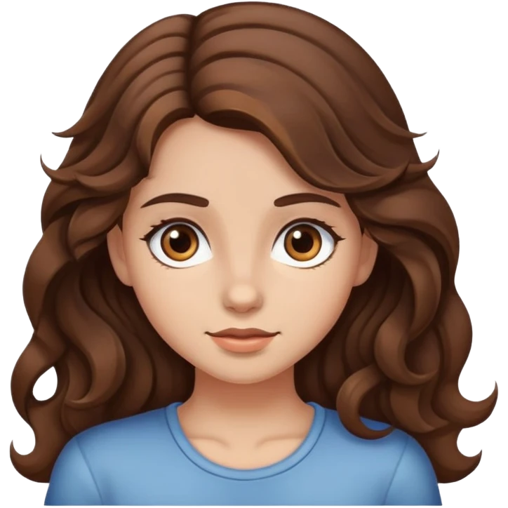 girl with wavy brown hair and dark brown eyes emoji