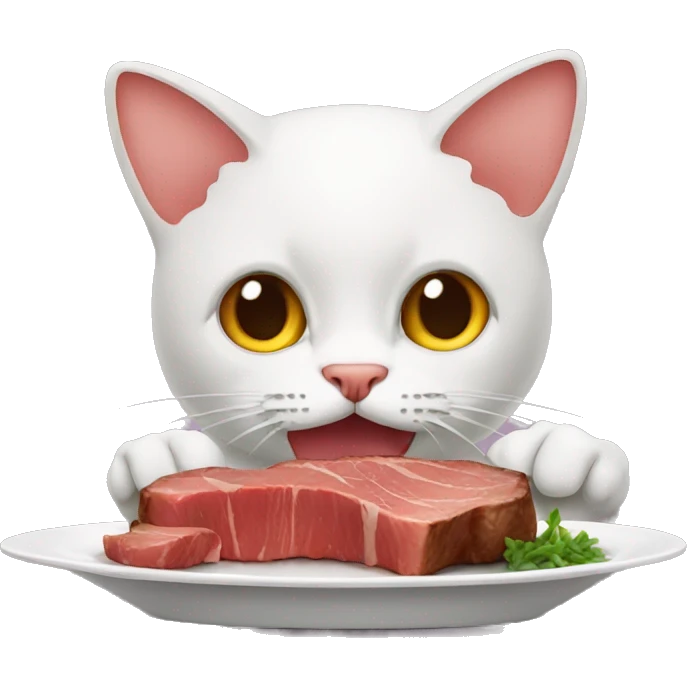 Cat eating steak emoji