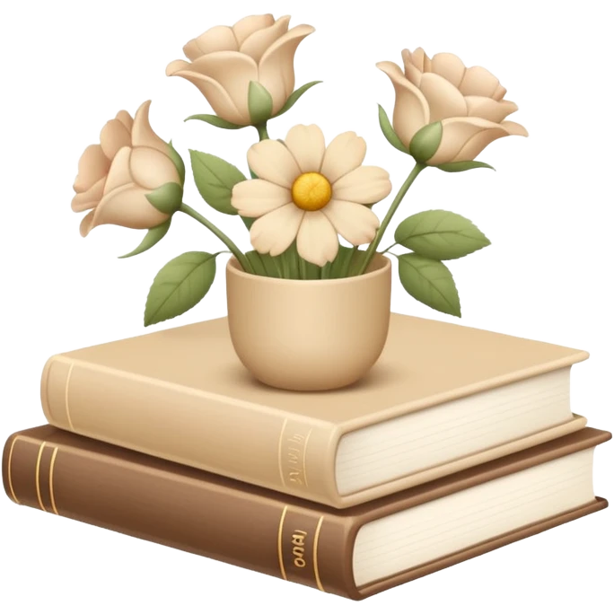 Beige books and flowers AESTHETIC emoji