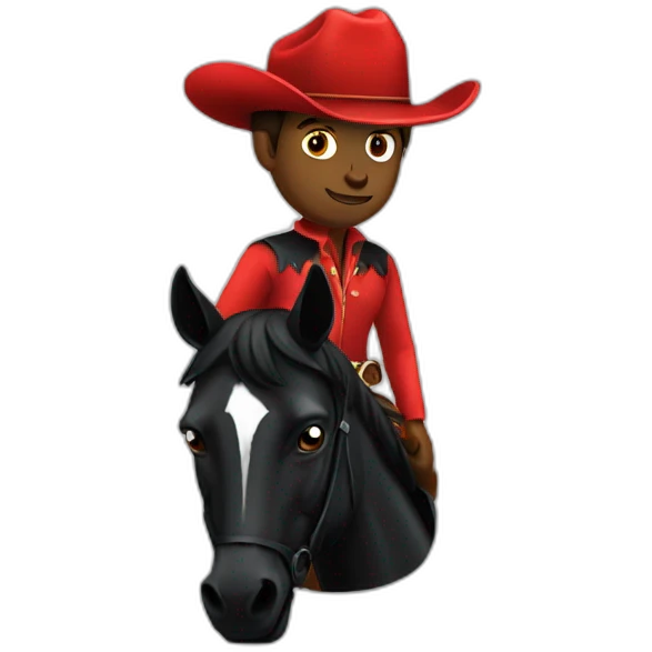 red cowboy on a black horse emoji