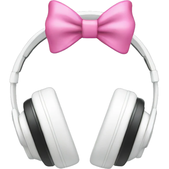 White headphones with pink bows emoji