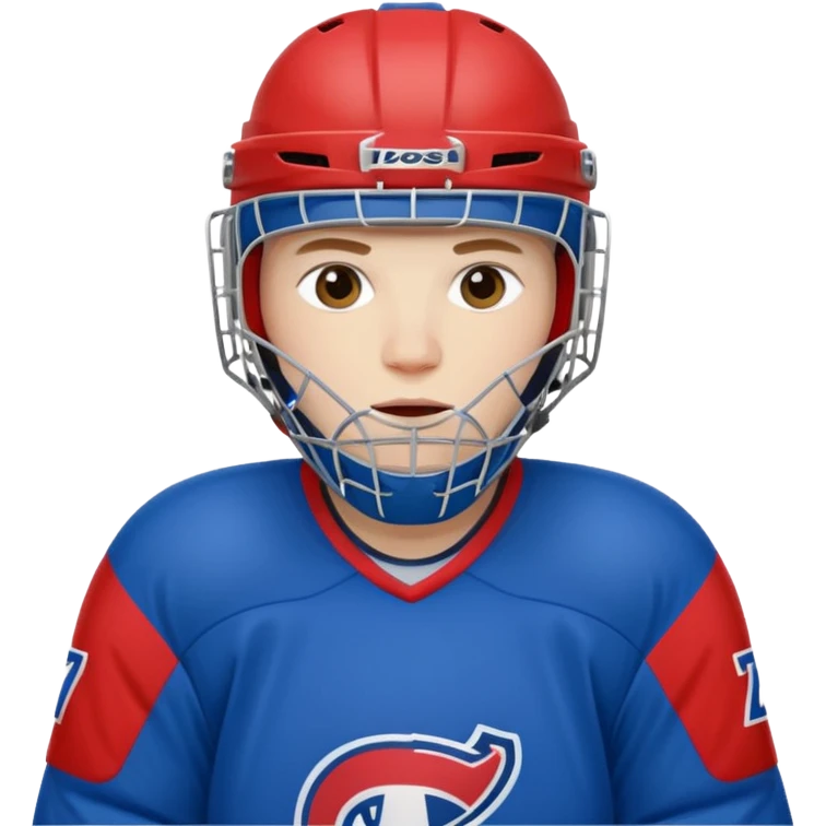 Hockey goalie in red and blue emoji