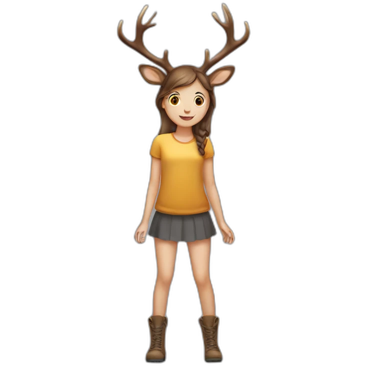 deer-antlers girl standing on jelly emoji
