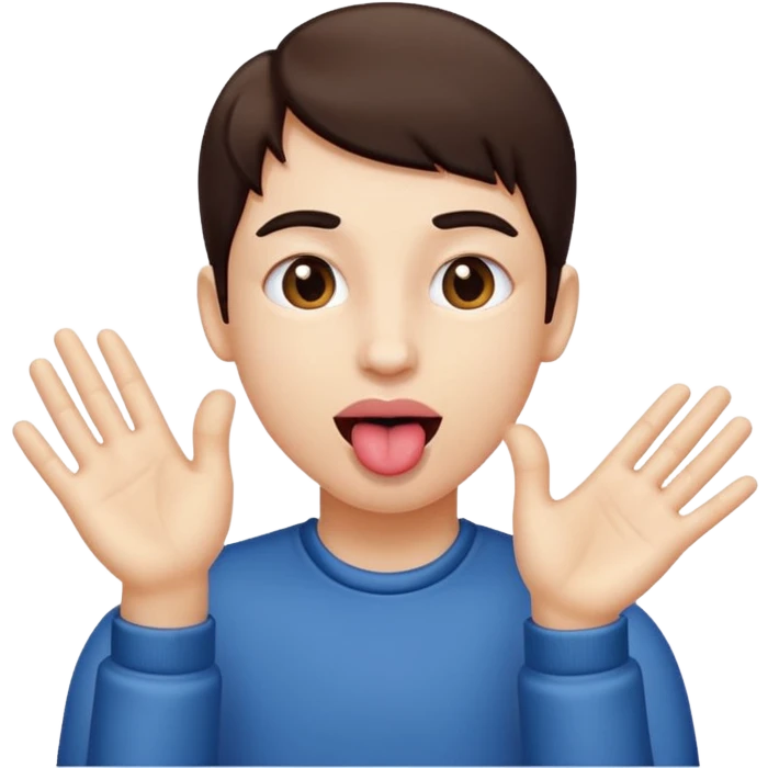 Tongue sticking out and hands to the side  emoji