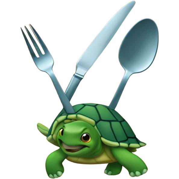turtle holding a fork  emoji