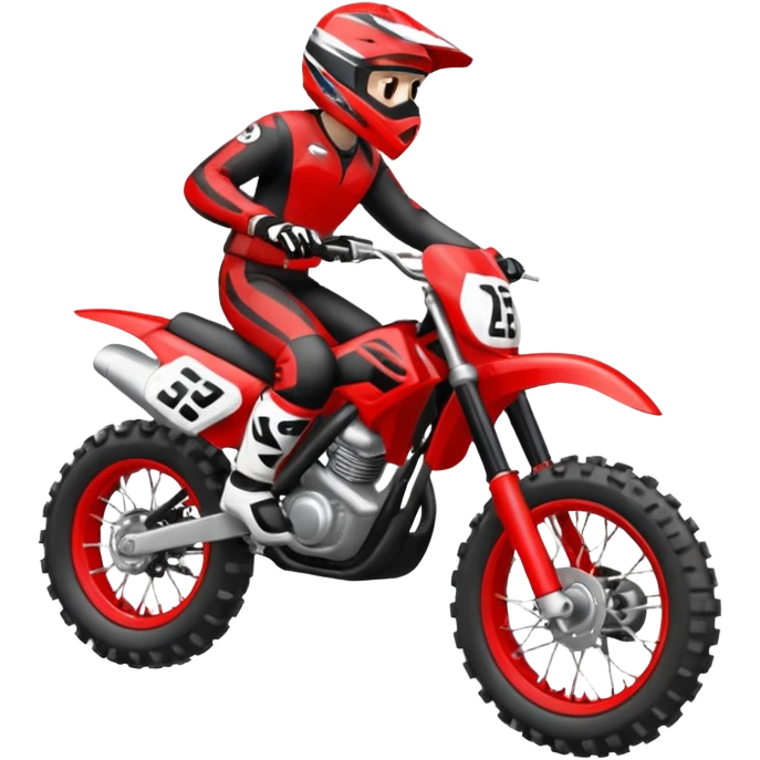 Moto cross noire et rouge avec des pneus lisses  emoji