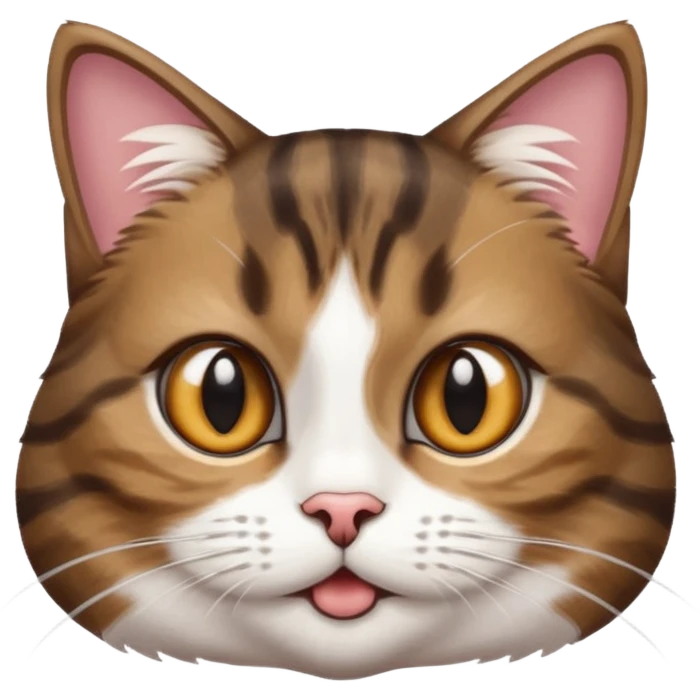 dark brown tabby and white cat playing emoji