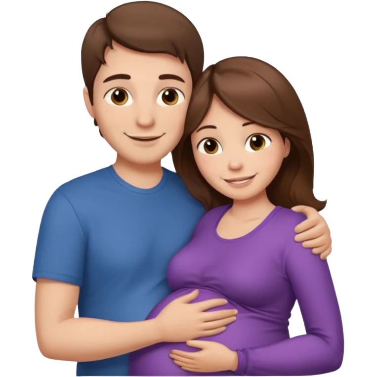 

"Men with short brown hair and fair skin hugging a pregnant woman with long brown hair and fair skin, smiling."

 emoji