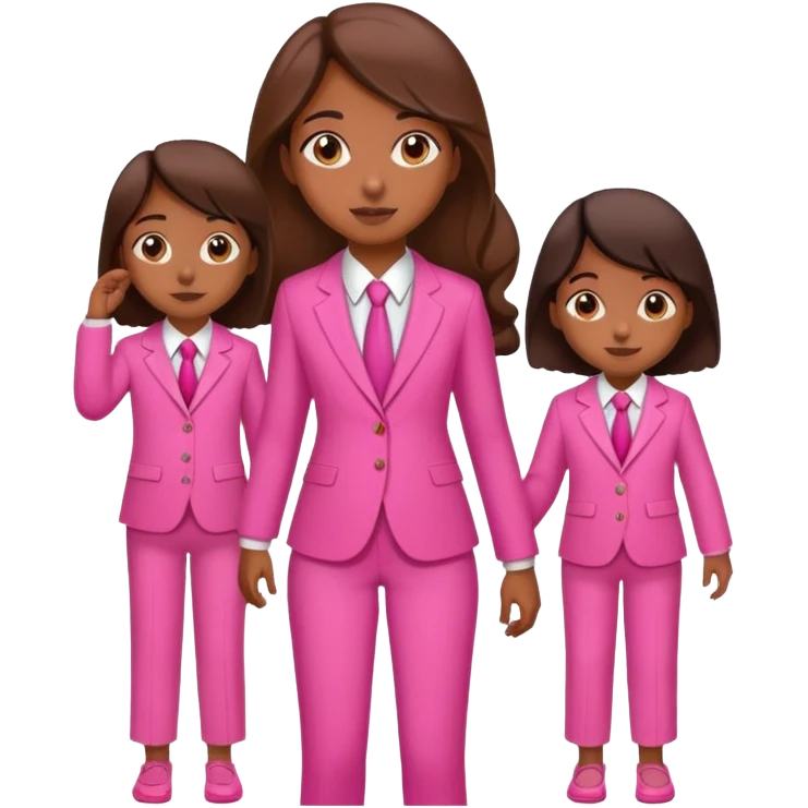 Brune girl pink suit with children emoji