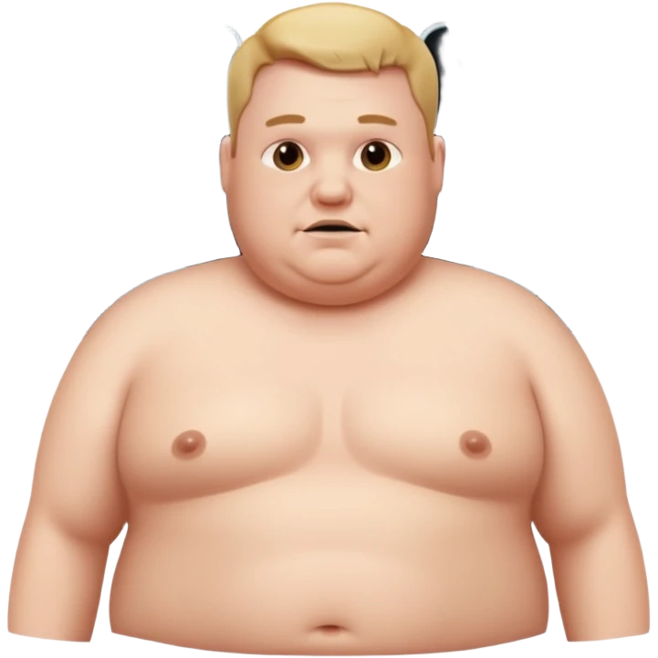 fat shirtless man with x ray of person inside of him emoji